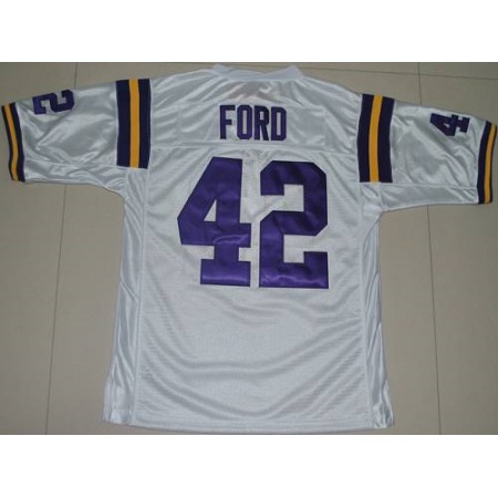 LSU Tigers #42 Michael Ford White Stitched NCAA Jersey