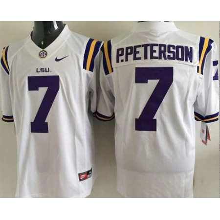 LSU Tigers #7 Patrick Peterson White Stitched NCAA Jersey