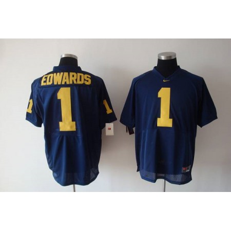 Wolverines Braylon Edwards #1 Blue Stitched NCAA Jersey