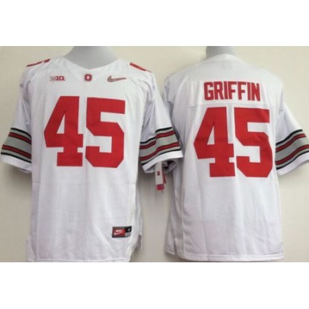 Buckeyes #45 Archie Griffin White Limited Stitched NCAA Jersey