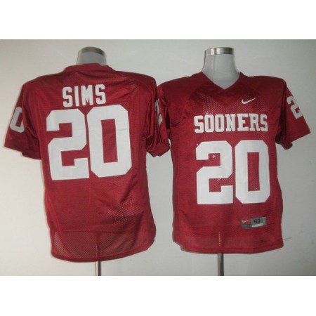 Sooners #20 Billy Sims Red Stitched NCAA Jersey