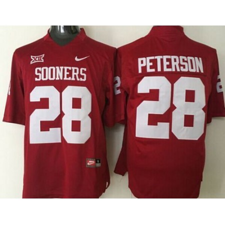 Sooners #28 Adrian Peterson Red Stitched NCAA Jersey