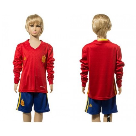 Spain Blank Red Home Long Sleeves Kid Soccer Country Jersey