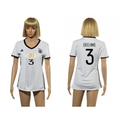 Women's Germany #3 Brehme White Home Soccer Country Jersey