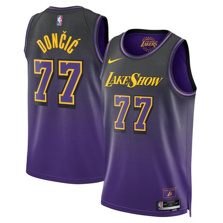 Unisex Los Angeles Lakers #77 Luka Doncic Purple Swingman City Edition Jersey