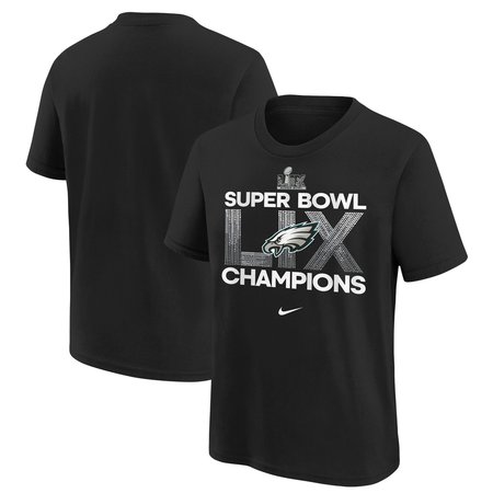 Youth Philadelphia Eagles Black Super Bowl LIX Champions T-Shirt