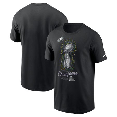 Men's Philadelphia Eagles Black Super Bowl LIX Champions Lombardi Trophy T-Shirt