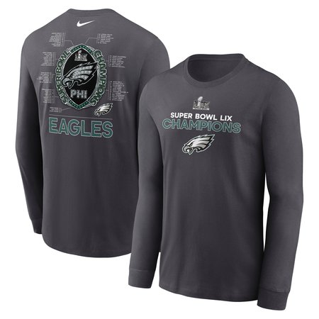 Men's Philadelphia Eagles Anthracite Super Bowl LIX Champions Roster Long Sleeve T-Shirt