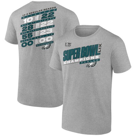 Men's Philadelphia Eagles Heather Gray Super Bowl LIX Champions Big & Tall Counting Points Score T-Shirt