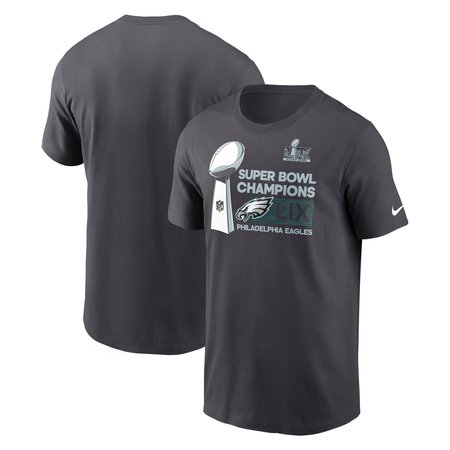 Men's Philadelphia Eagles Anthracite Super Bowl LIX Champions Tall Locker Room Trophy Collection T-Shirt