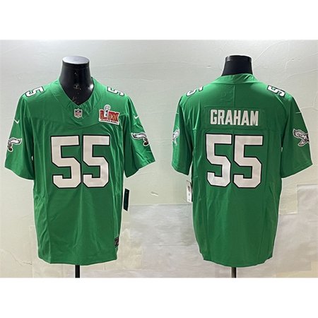 Men's Philadelphia Eagles #55 Brandon Graham Green 2025 Super Bowl LIX Patch F.U.S.E. Throwback Vapor Untouchable Limited Stitched Football Jersey