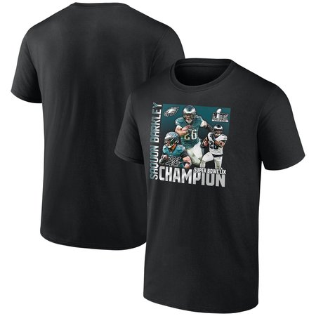 Men's Philadelphia Eagles #26 Saquon Barkley Black Super Bowl LIX Champions T-Shirt