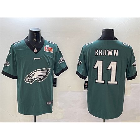 Men's Philadelphia Eagles #11 A. J. Brown Green 2025 Super Bowl LIX Patch Team Big Logo Vapor Untouchable Limited Stitched Football Jersey