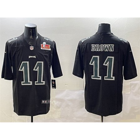 Men's Philadelphia Eagles #11 A. J. Brown Black 2025 Super Bowl LIX Patch Fashion Vapor Untouchable Limited Stitched Football Jersey