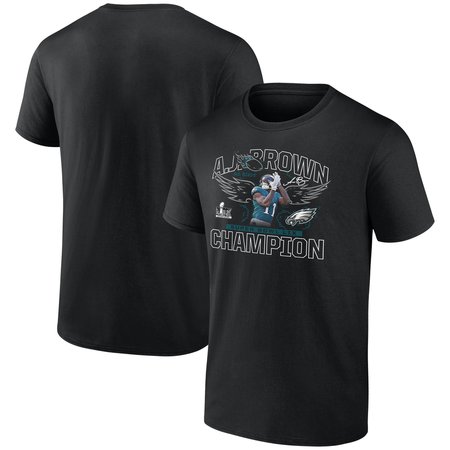 Men's Philadelphia Eagles #11 A.J. Brown Black Super Bowl LIX Champions T-Shirt