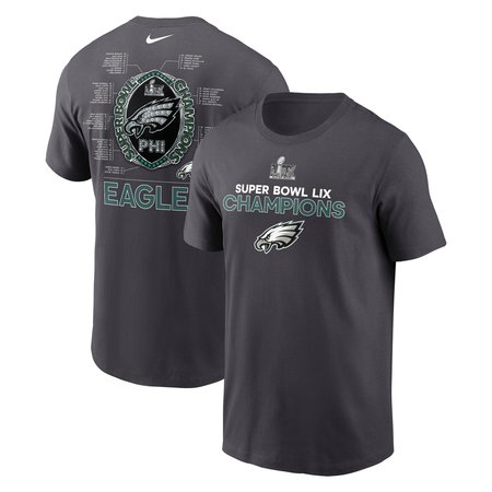 Men's Philadelphia Eagles Anthracite Super Bowl LIX Champions Roster T-Shirt