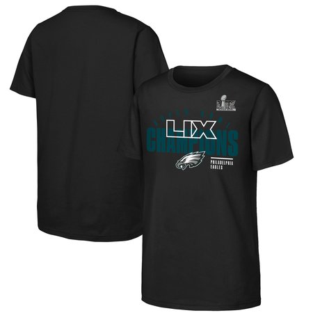 Youth Philadelphia Eagles Black Super Bowl LIX Champions Iconic Victory T-Shirt