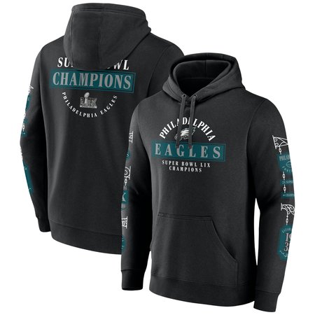 Men's Philadelphia Eagles Black Super Bowl LIX Champions Big & Tall Pullover Hoodie