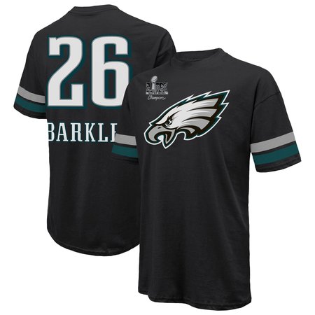 Men's Philadelphia Eagles #26 Saquon Barkley Threads Black Super Bowl LIX Champions Oversized Player Name & Number T-Shirt