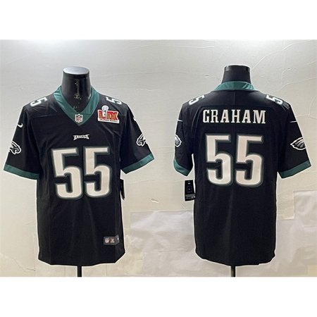 Men's Philadelphia Eagles #55 Brandon Graham Black 2025 Super Bowl LIX Patch Vapor Untouchable Limited Stitched Football Jersey