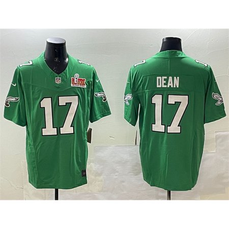 Men's Philadelphia Eagles #17 Nakobe Dean Green 2025 Super Bowl LIX Patch F.U.S.E. Throwback Vapor Untouchable Limited Stitched Football Jersey