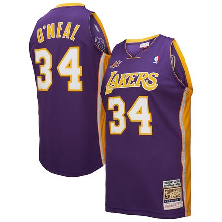 Men's Los Angeles Lakers #34 Shaquille O'Neal Purple 2000 NBA All-Star Game Authentic Jersey