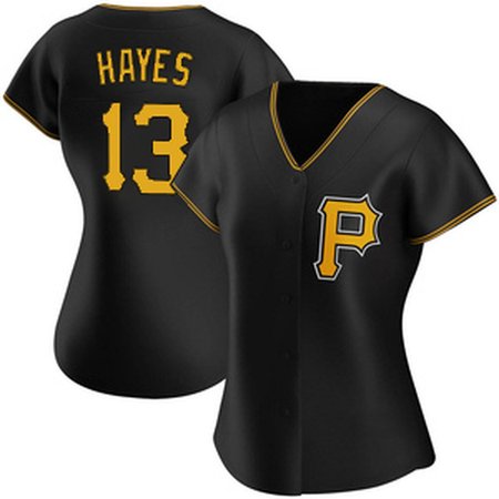 Women's Pittsburgh Pirates #13 Ke'Bryan Hayes Black Home Limited Stitched Baseball Jersey