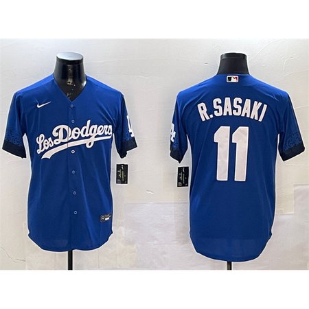 Men's Los Angeles Dodgers #11 Roki Sasaki Royal City Connect Cool Base Stitched Baseball Jersey