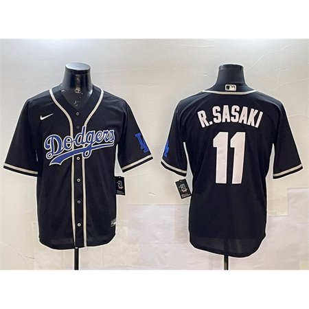 Men's Los Angeles Dodgers #11 Roki Sasaki Black Cool Base Stitched Baseball Jersey