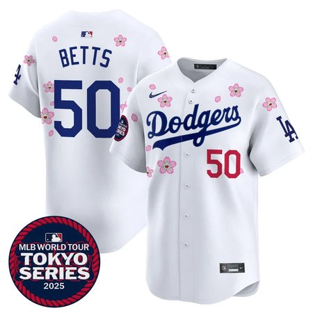 Youth Los Angeles Dodgers #50 Mookie Betts White Tokyo 2025 Cool Base Stitched Baseball Jersey