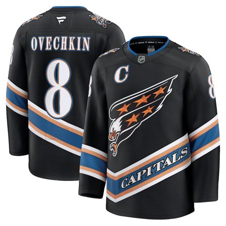 Men's Washington Capitals #8 Alexander Ovechkin Black Alternate 50th Anniversary Premium Jersey