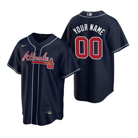 Men's Atlanta Braves Custom Navy Cool Base Stitched Baseball Jersey