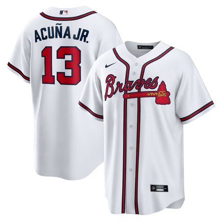 Men's Atlanta Braves #13 Ronald Acuna Jr. White Home Replica PlayerJersey