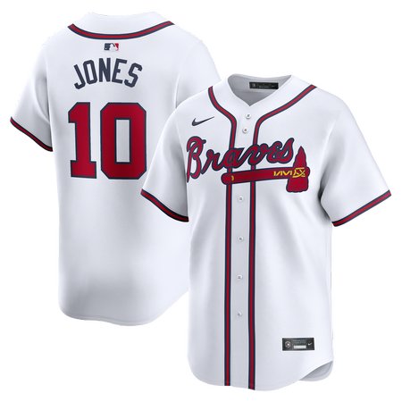 Men's Atlanta Braves #10 Chipper Jones White Home Replica Jersey