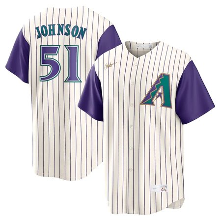 Men's Arizona Diamondbacks #51 Randy Johnson White Cool Base Stitched Baseball Jersey