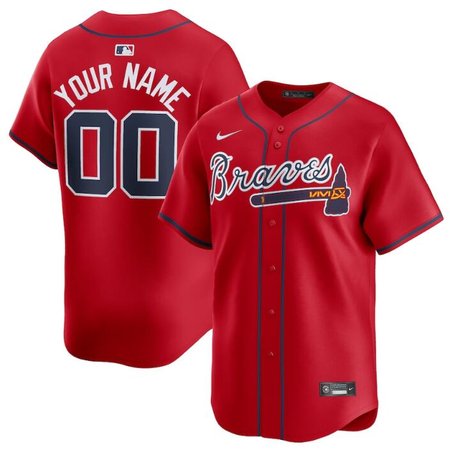 Men's Atlanta Braves Custom Red 2024 Alternate Limited Stitched Baseball Jersey