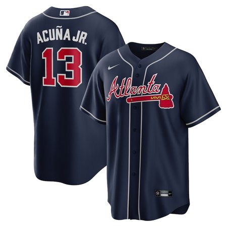 Men's Atlanta Braves #13 Ronald Acuna Jr. Navy Alternate Replica PlayerJersey