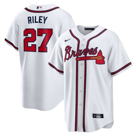 Men's Atlanta Braves #27 Austin Riley White Home Replica Player Jersey