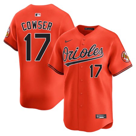 Men's Baltimore Orioles #17 Colton Cowser Orange Cool Base Stitched Baseball Jersey