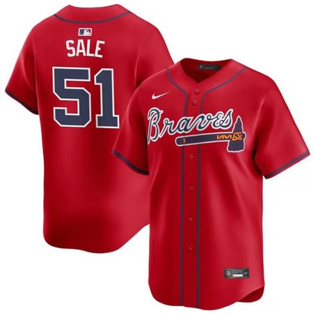 Men's Atlanta Braves #51 Chris Sale Red Home Replica Jersey