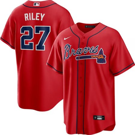 Men's Atlanta Braves #27 Austin Riley Red Home Replica Player Jersey