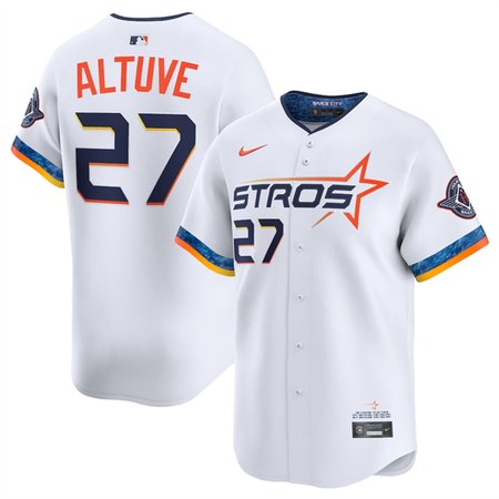 Men's Houston Astros #27 Jose Altuve White 2025 City Connect Limited Stitched Baseball Jersey