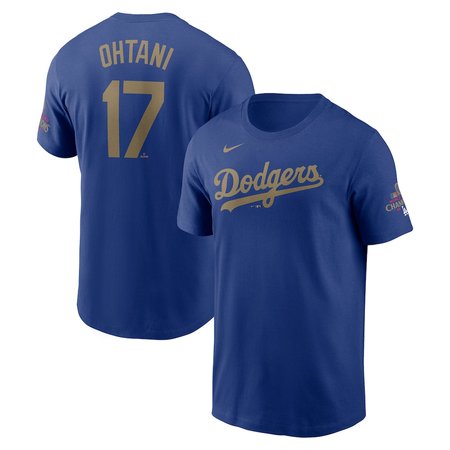 Youth Los Angeles Dodgers #17 Shohei Ohtani Royal 2025 Gold Collection Name & Number T-Shirt