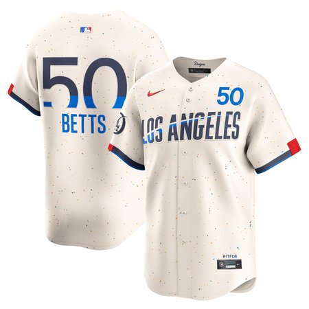 Men's Los Angeles Dodgers #50 Mookie Betts Cream 2024 City Connect Limited Player Jersey