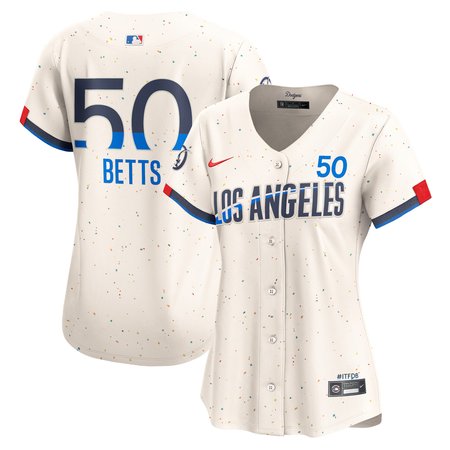 Women's Los Angeles Dodgers #50 Mookie Betts Cream 2024 City Connect Limited Player Jersey