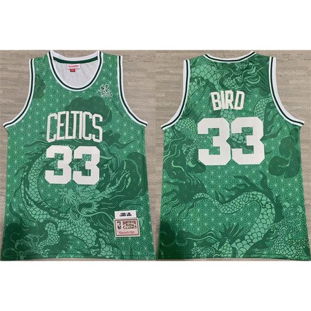 Men's Boston Celtics #33 Larry Bird Green 1995-96 Throwback Stitched Jersey