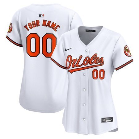 Women's Baltimore Orioles White Home Limited Custom Jersey