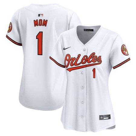 Women's Baltimore Orioles White #1 Mom Home Limited Jersey