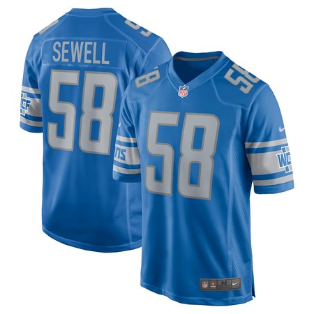 Men's Detroit Lions #58 Penei Sewell Blue Game Jersey