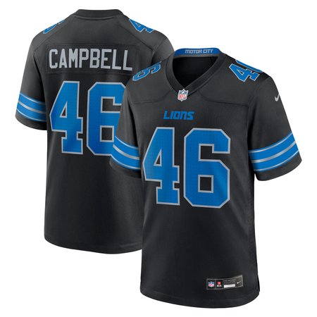 Men's Detroit Lions Jack Campbell Black 2nd Alternate Game Jersey